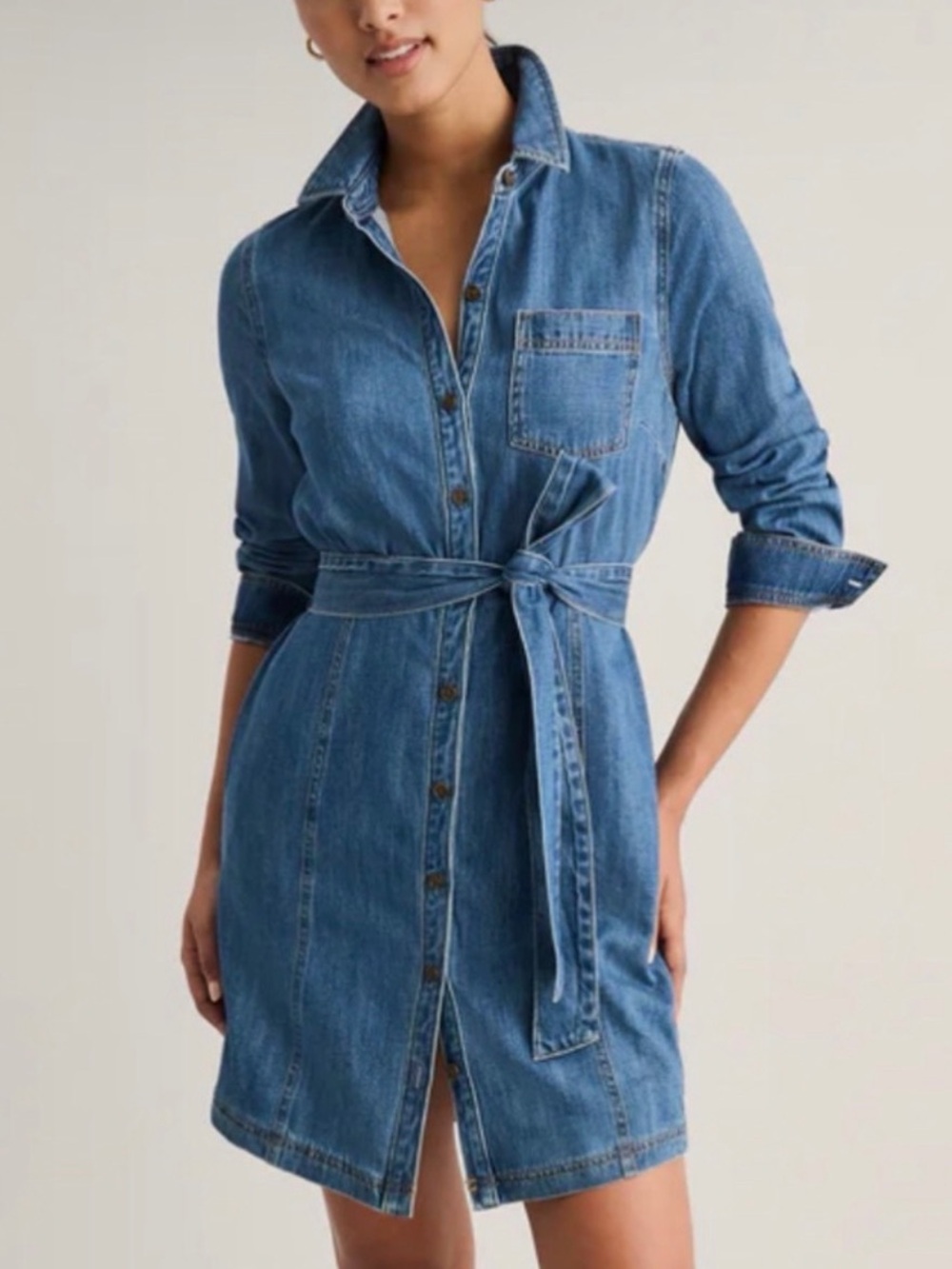 UNTUCKit Lea Denim Shirt Mini Dress in Classic Blue